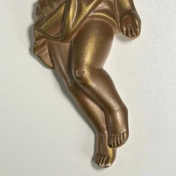 Vintage Baby Cherub Angel Gold Art Deco Wall Decor French Old World Cottagecore - Picture 3 of 5